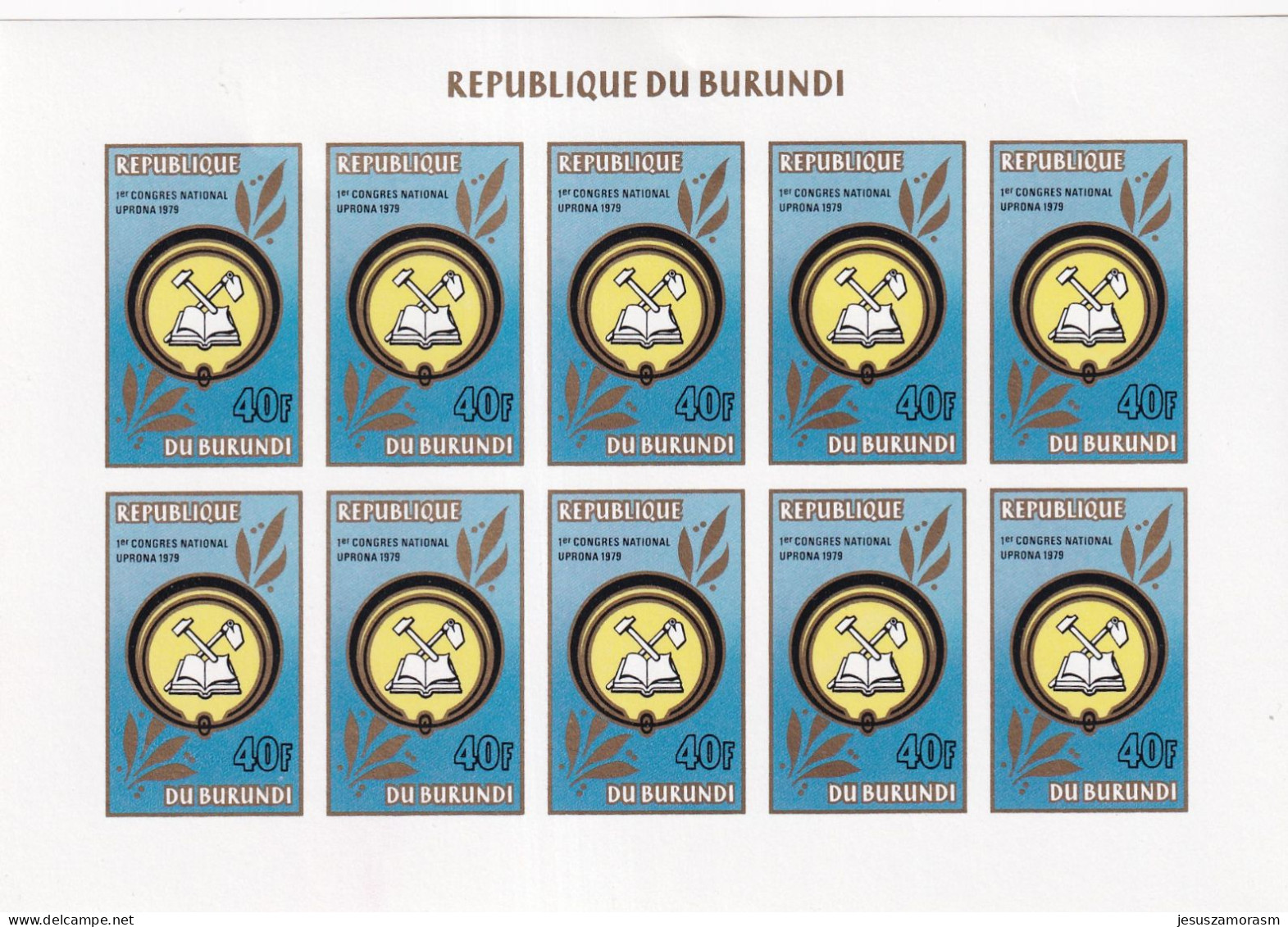 Burundi Nº 841sd Al 843sd SIN DENTAR En Hojas De 10 Series - Neufs