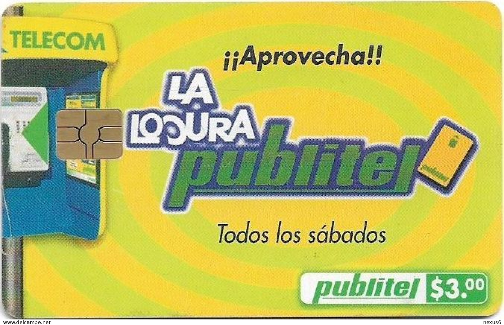 El Salvador - Publitel (Chip) - Aprovecha!! La Locura Publitel, Chip Gem5 Red, 2001, 3$, Used - El Salvador