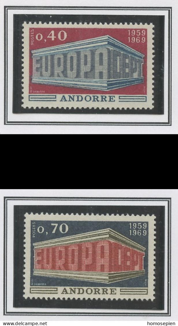 Europa CEPT 1969 Andorre Français - Andorra Y&T N°194 à 195 - Michel N°214 à 215 *** - 1969