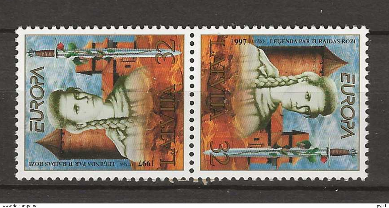 1997 MNH Letland Pair Postfris** - 1997