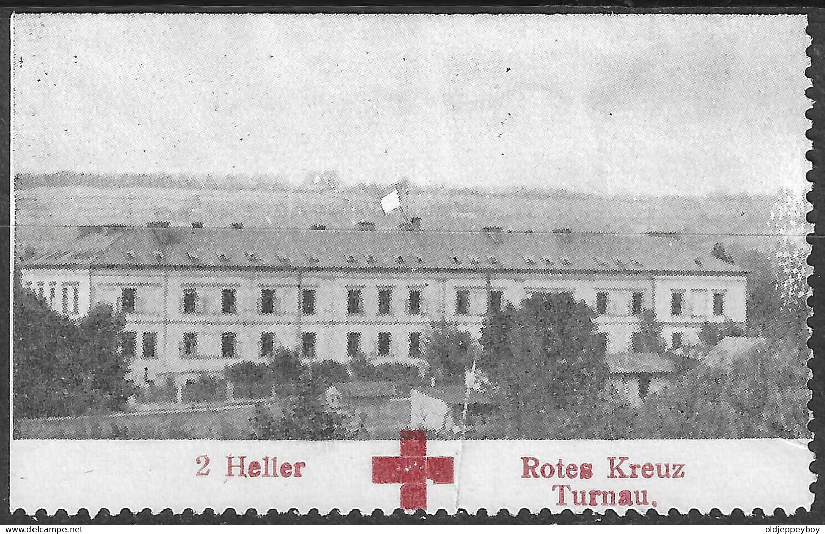 KuK K.u.K AUSTRIA Bohemia WWI 1916 Red Cross Rotes Kreuz Croix Rouge VIGNETTE  6.7 X 4.7 CM Turnau Turnov HOSPITAL  RARE - Croce Rossa