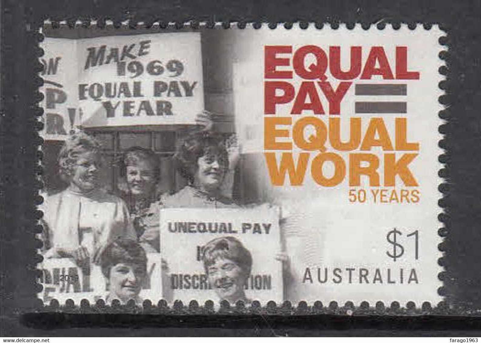 2019 Australia Equal Pay Women Complete Set Of 1 MNH @ BELOW FACE VALUE - Mint Stamps