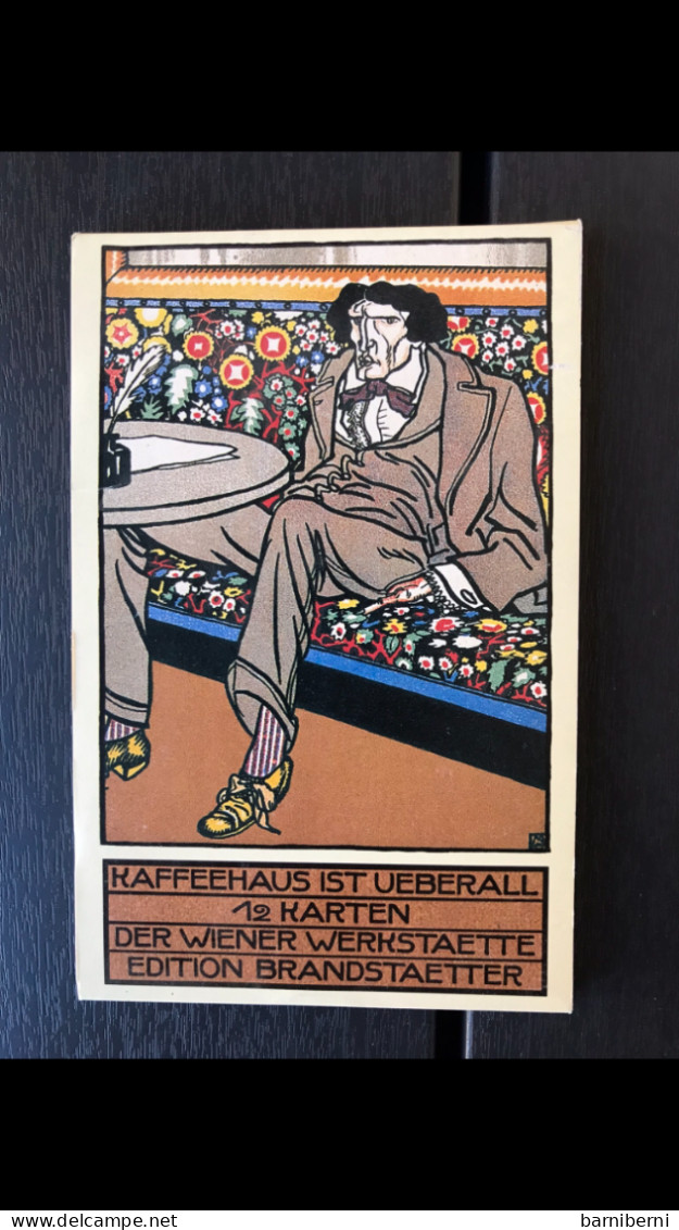 Wiener Werkstaette Serie 12 Cartes Postales Avec Le Pochet. Kaffeehaus Ist Ueberall. Edition Moderne De Brandstatter - Wiener Werkstätten