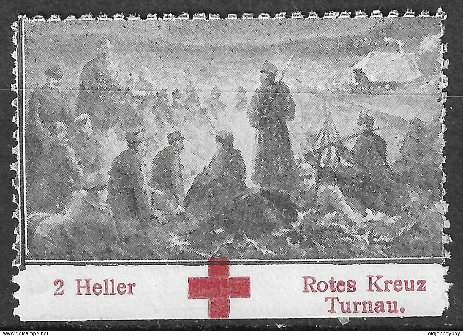 KuK K.u.K AUSTRIA Bohemia WWI 1916 Red Cross Rotes Kreuz Croix Rouge VIGNETTE Turnau TURNOV WAR ENCAMPMENT - Croce Rossa