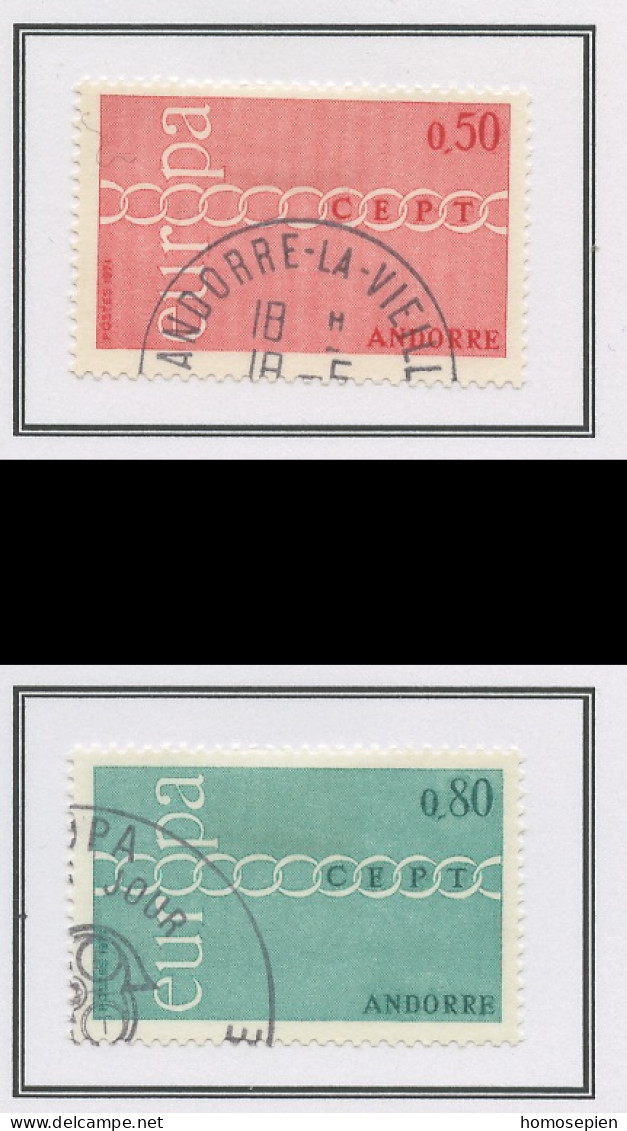 Andorre Français - Andorra 1971 Y&T N°212 à 213 - Michel N°232 à 233 (o) - EUROPA - Used Stamps