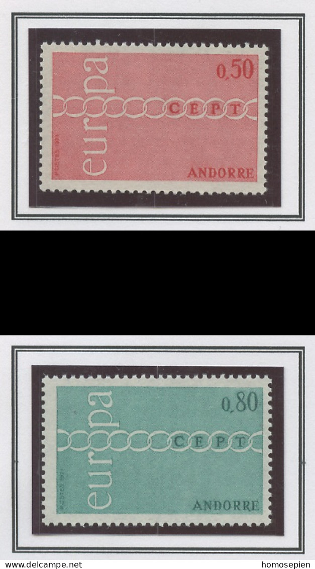 Europa CEPT 1971 Andorre Français - Andorra Y&T N°212 à 213 - Michel N°232 à 233 *** - 1971