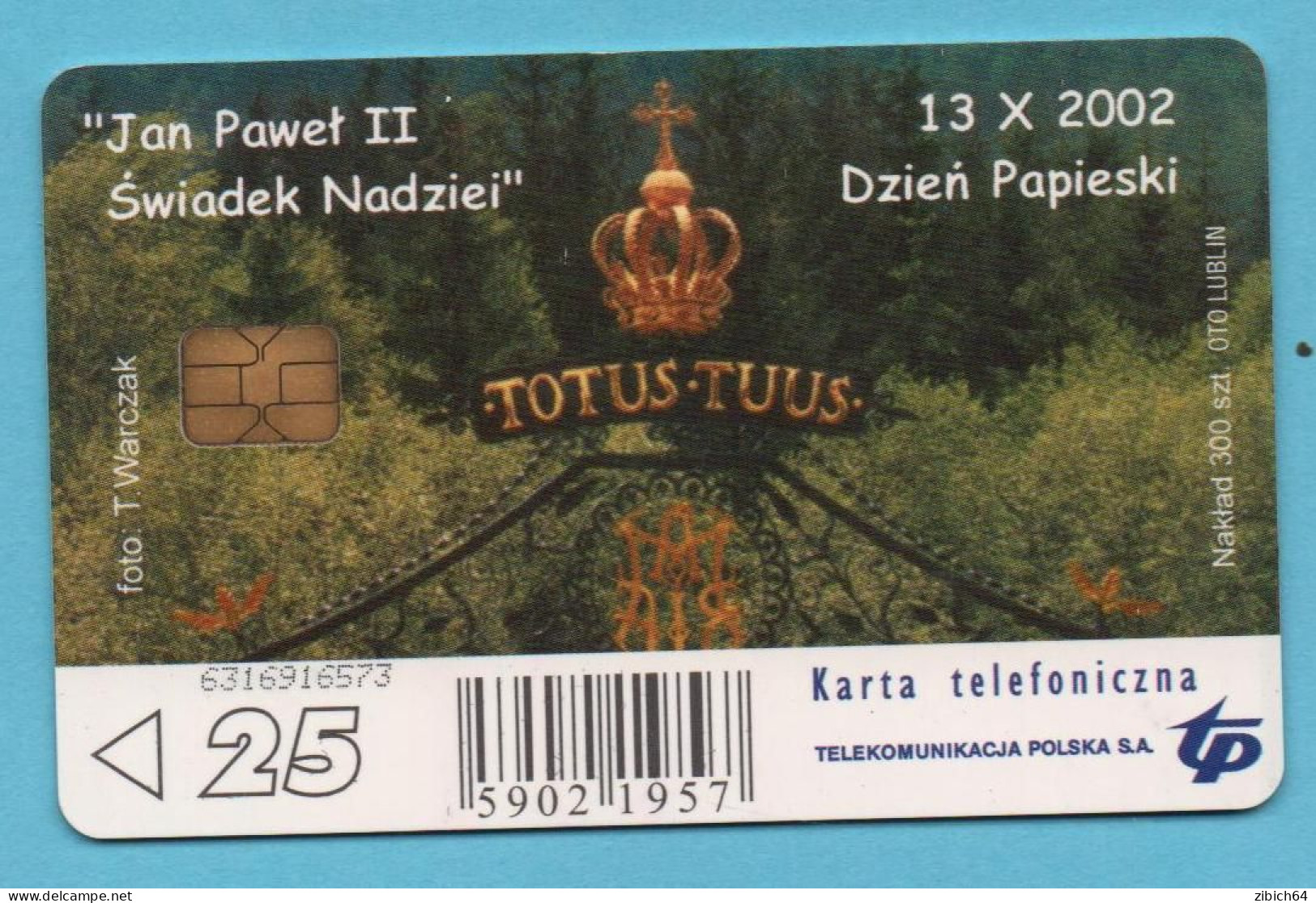 POLAND Chip Phonecard  POPE - 300 St - Pologne