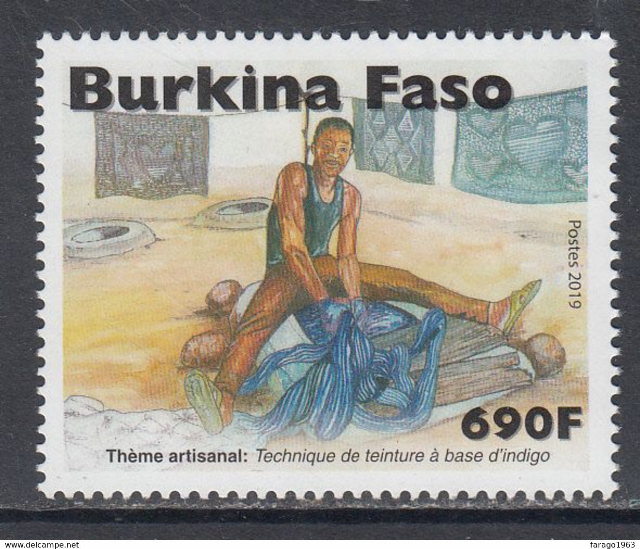 2019 Burkina Faso Artisanal Crafts Indigo Colouring  Complete Set Of 1 MNH - Burkina Faso (1984-...)