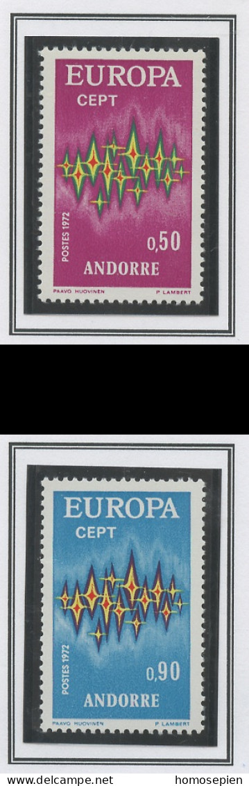 Europa CEPT 1972 Andorre Français - Andorra Y&T N°217 à 218 - Michel N°238 à 239 *** - 1972