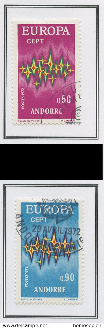 Europa CEPT 1972 Andorre Français - Andorra Y&T N°217 à 218 - Michel N°238 à 239 (o) - 1972