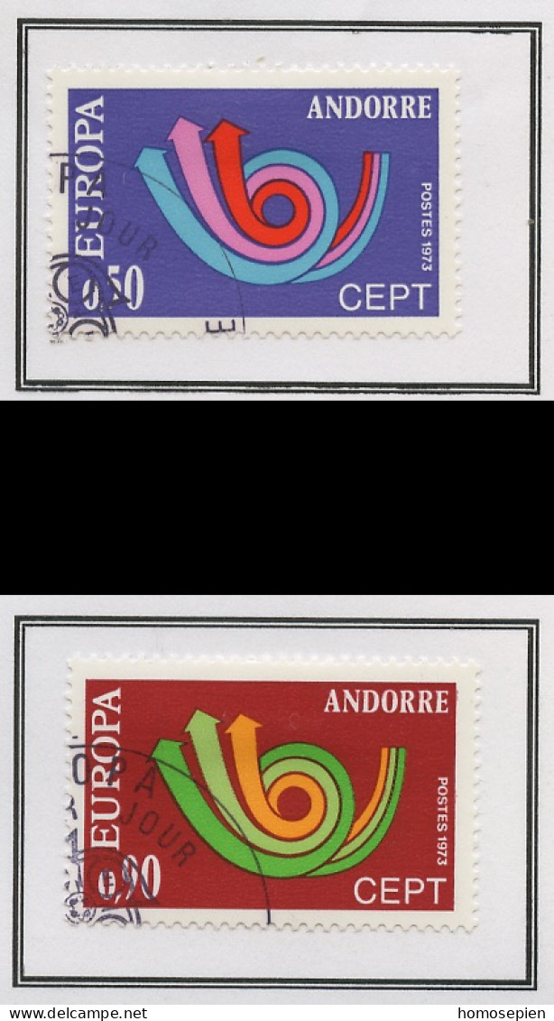 Europa CEPT 1973 Andorre Français - Andorra Y&T N°226 à 227 - Michel N°247 à 248 (o) - 1973