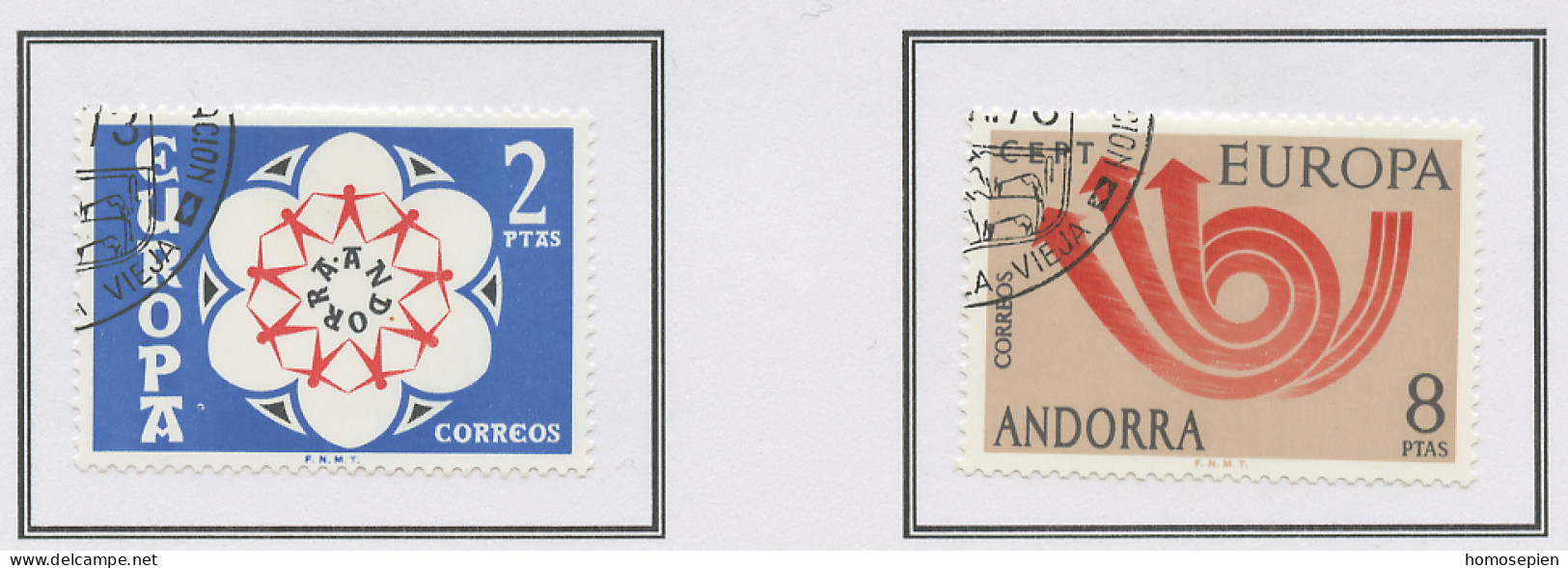 Andorre Espagnol - Andorra 1973 Y&T N°77 à 78 - Michel N°84 à 85 (o) - EUROPA - Gebruikt