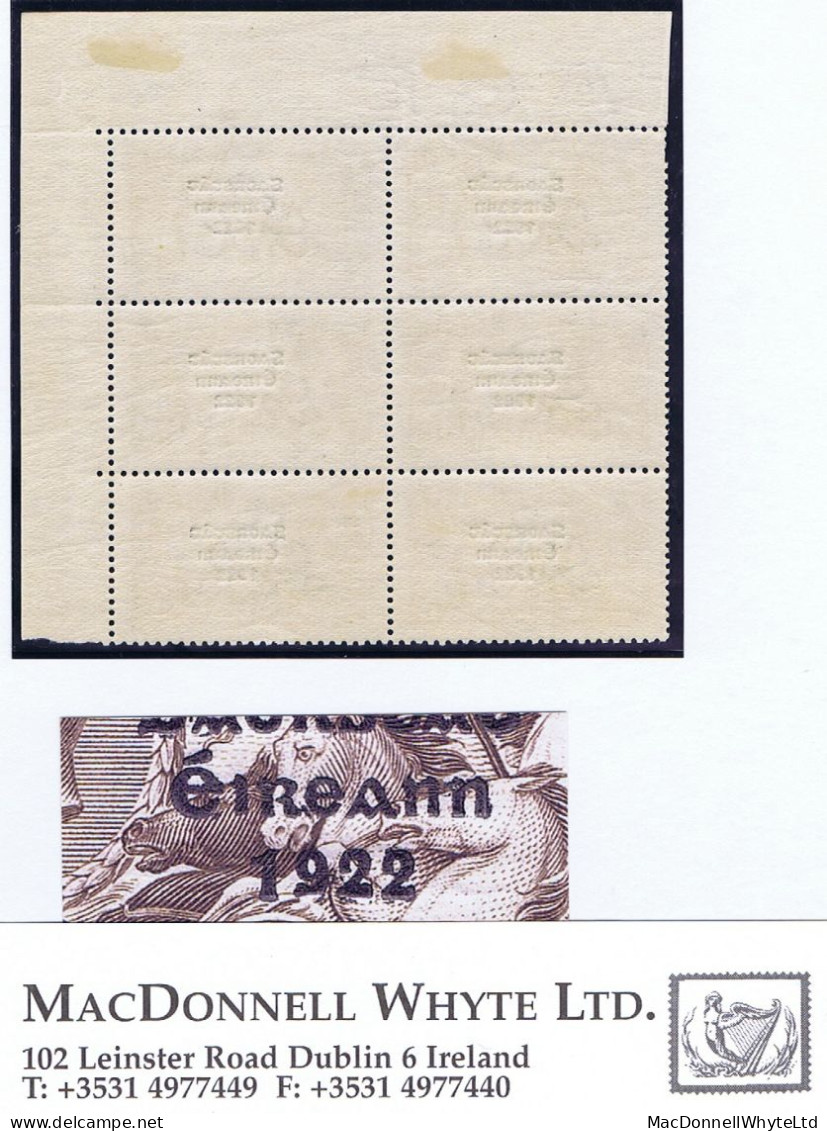 Ireland 1927-28 Wide Date Saorstat 3-line Ovpt In Black 2/6d Corner Block Of 6 With "Flat-tailed 9" Of Row 3/4 Mint - Ongebruikt