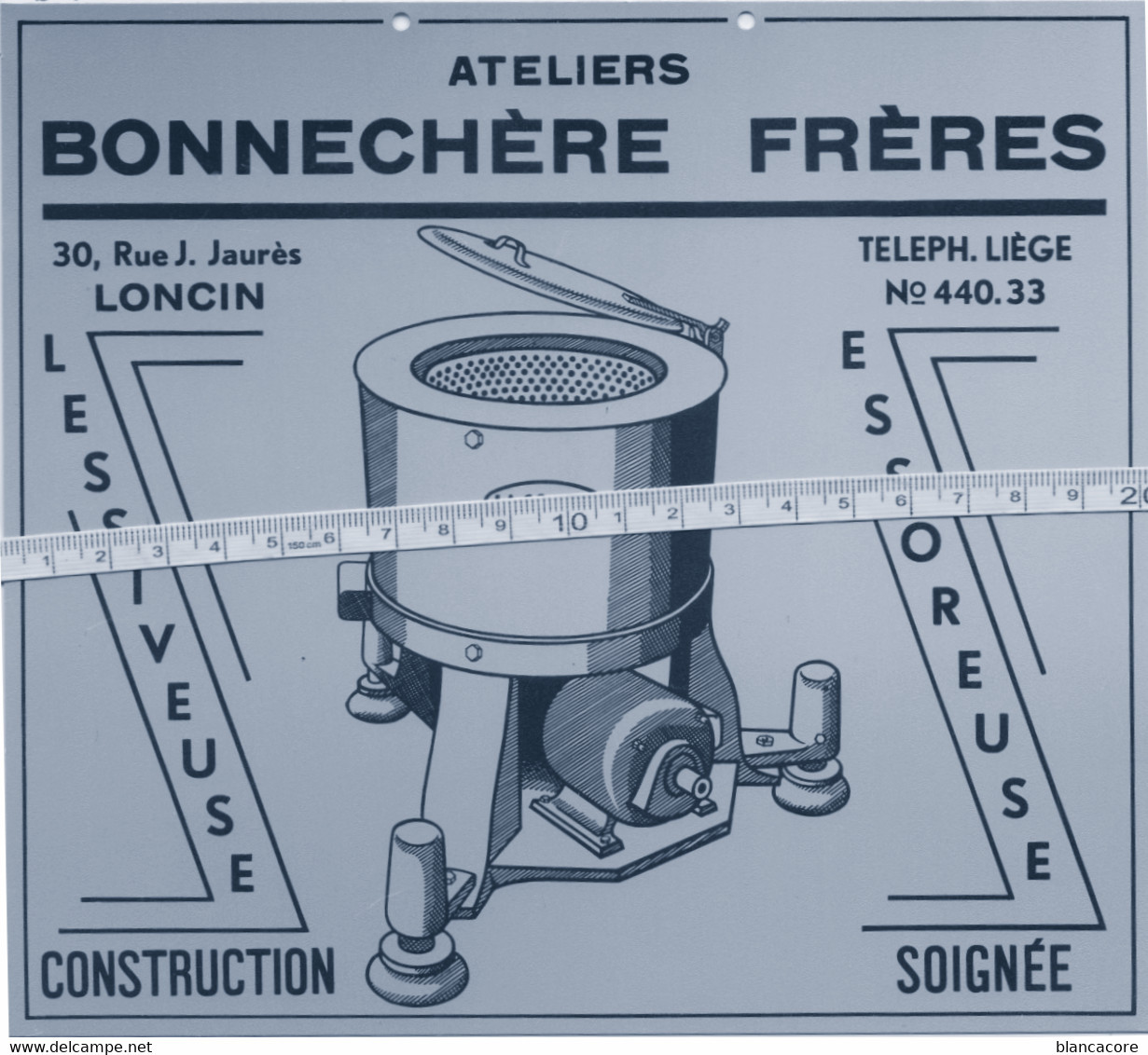 Loncin Liège Ateliers BONNECHERE Plaque Publicitaire Lessive Lessiveuse Essoreuse La Solide Vers 1950 - Autres & Non Classés