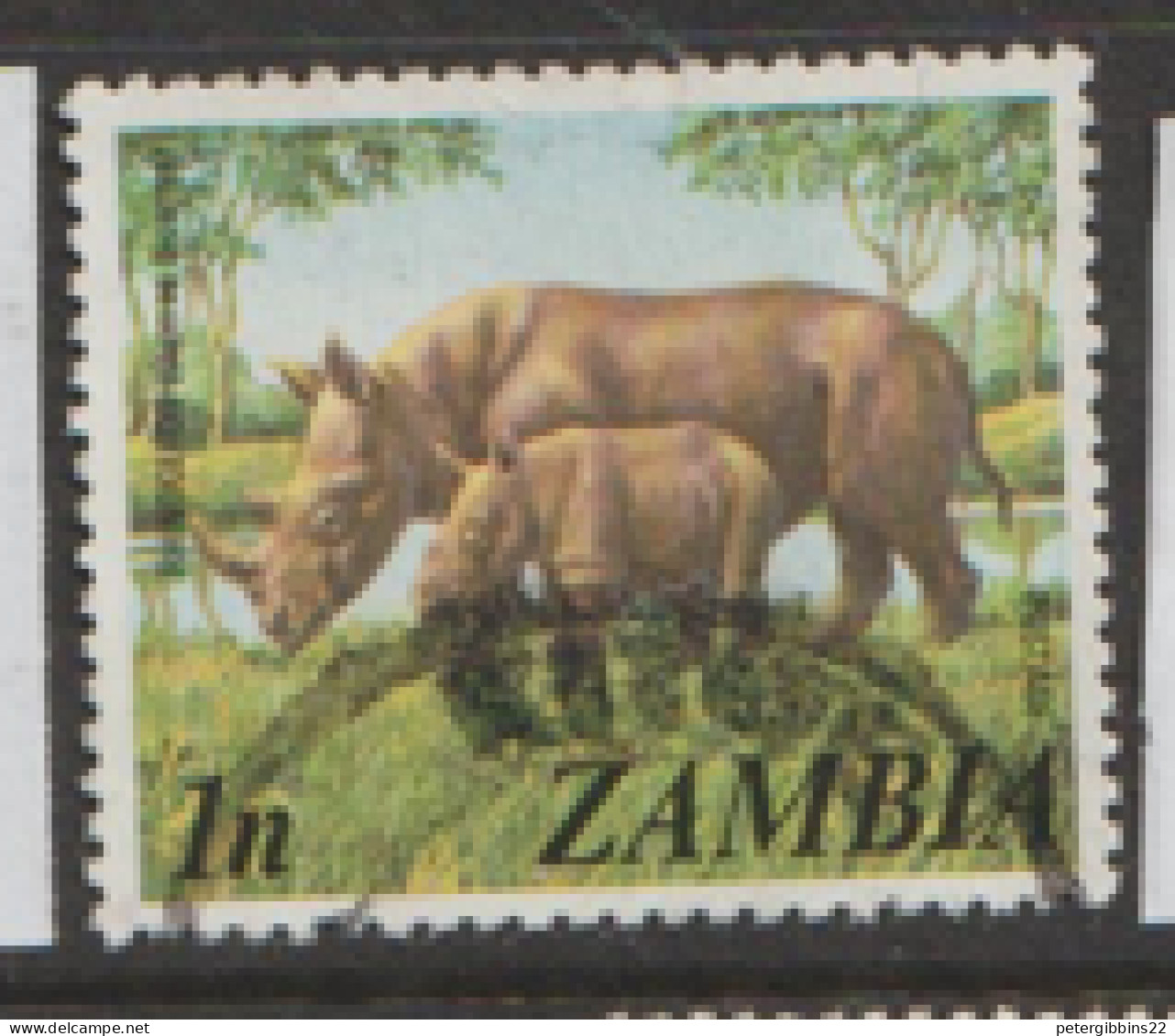 Zambia  1975  SG  226  Rhino And Calf   Fine Used - Zambia (1965-...)