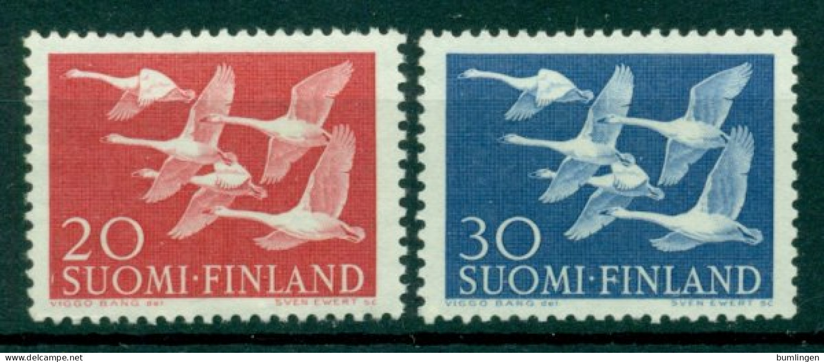 FINLAND 1956 Mi 465-66** Norden Day - Birds [L3215] - Swans