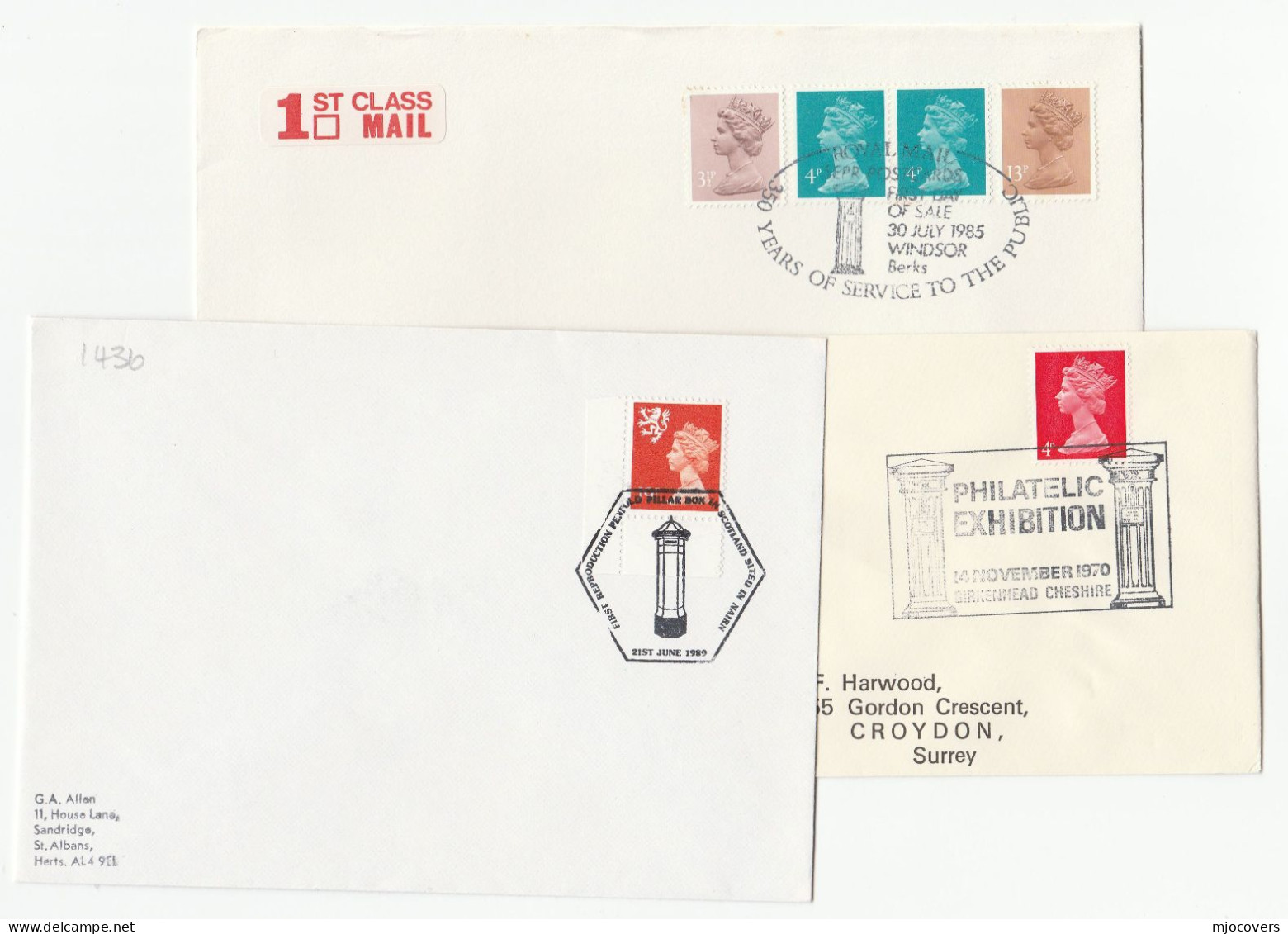 3 Diff 1970 - 1989 PILLARBOX Event COVERS GB Stamps Cover Mail Post Box - Brieven En Documenten