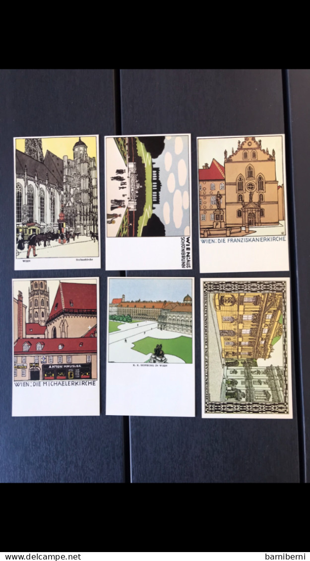 Wiener Werkstaette Serie 12 Cartes Postales Avec Le Pochet. Wien. Edition Moderne De Brandstatter - Wiener Werkstätten