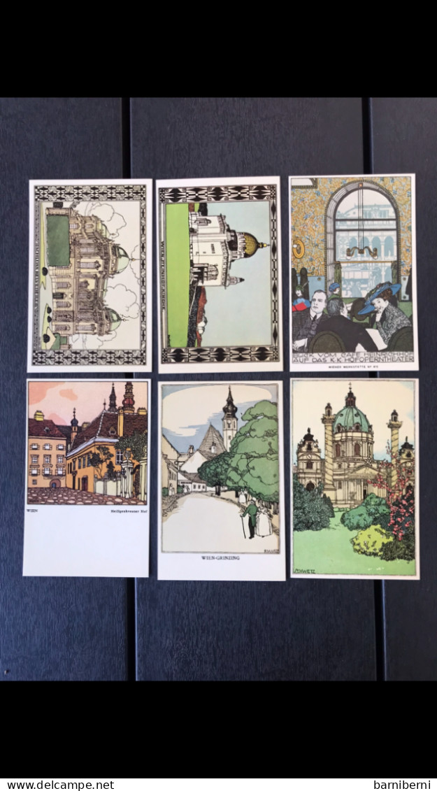 Wiener Werkstaette Serie 12 Cartes Postales Avec Le Pochet. Wien. Edition Moderne De Brandstatter - Wiener Werkstätten