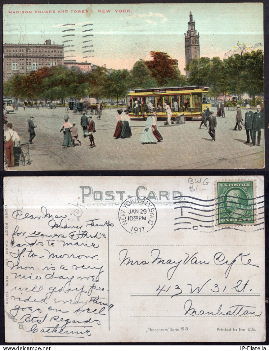 United States - 1911 - New York - Madison Square And Tower - Lugares Y Plazas