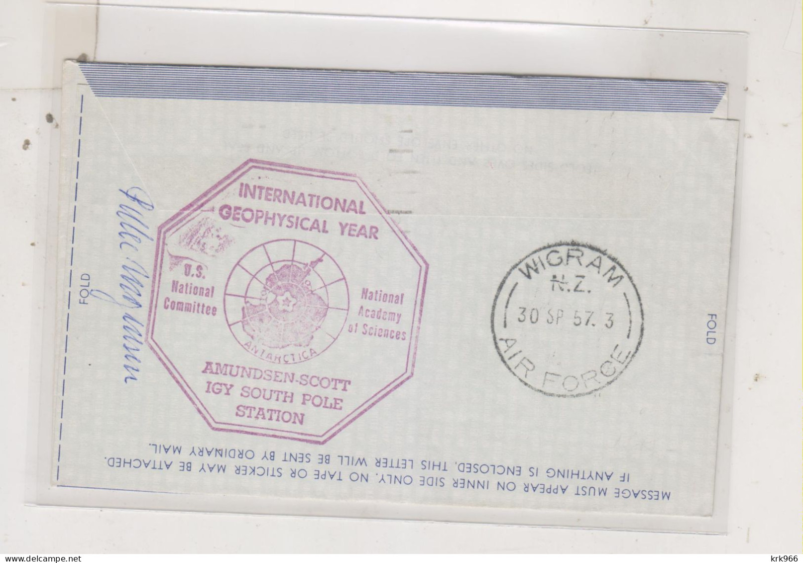 UNITED NATIONS 1957 Nice Airmail Stationery NEW YORK To AMUNDSEN SCOTT IGY SOUTH POLE STATION - Brieven En Documenten