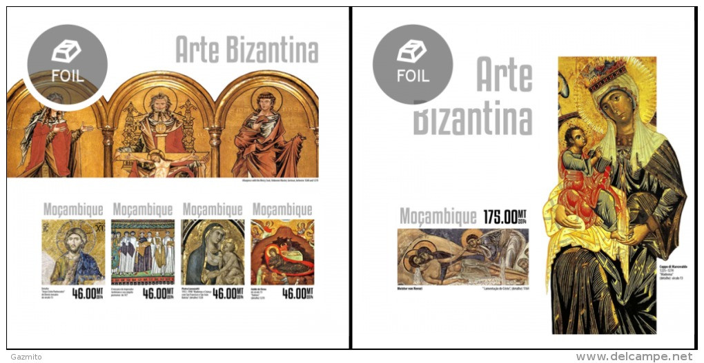 Mozambico 2014, Bizantinian Art, 4val In BF+BF IMPERFORATED - Paintings