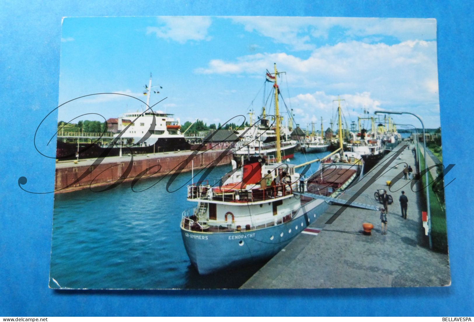 Kiel Nord-Ostsee -Kanal Holtenaure Schleuse Sluis Sas Boot Nerderlands Cargo Schip ""GR .Ammers-  EENDRACHT ""1979 - Steamers