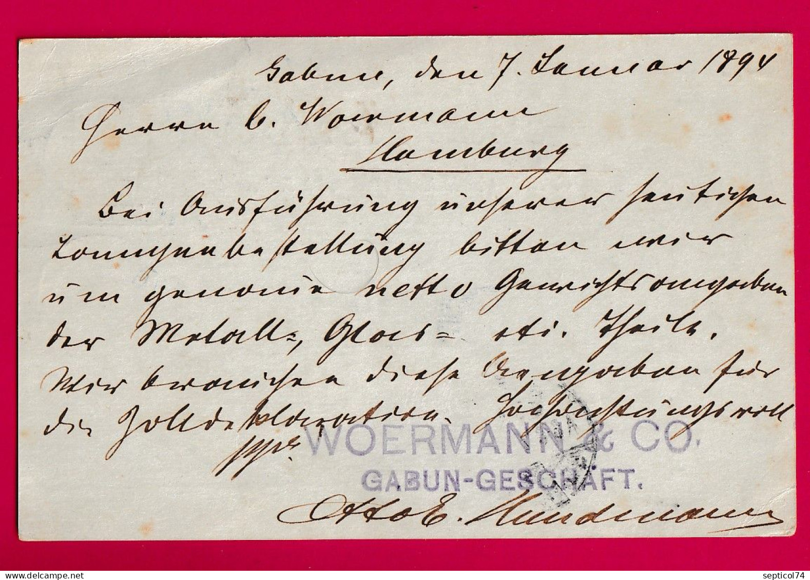 ENTIER 10C GROUPE LIBREVILLE CONGO FRANCAIS 1894 POUR HAMBOURG ALLEMAGNE LETTRE - Cartas & Documentos
