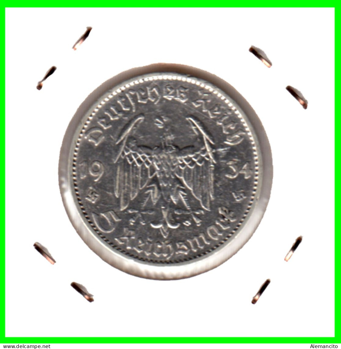 ALEMANIA TERCER REICHS  MONEDA DE 5.00 –DEUTFCHES REICHS MARK AÑO 1934 D – KM 83 PLATA  - 1º ANIVERSARIO DOMINIO NAZI 1 - 5 Reichsmark