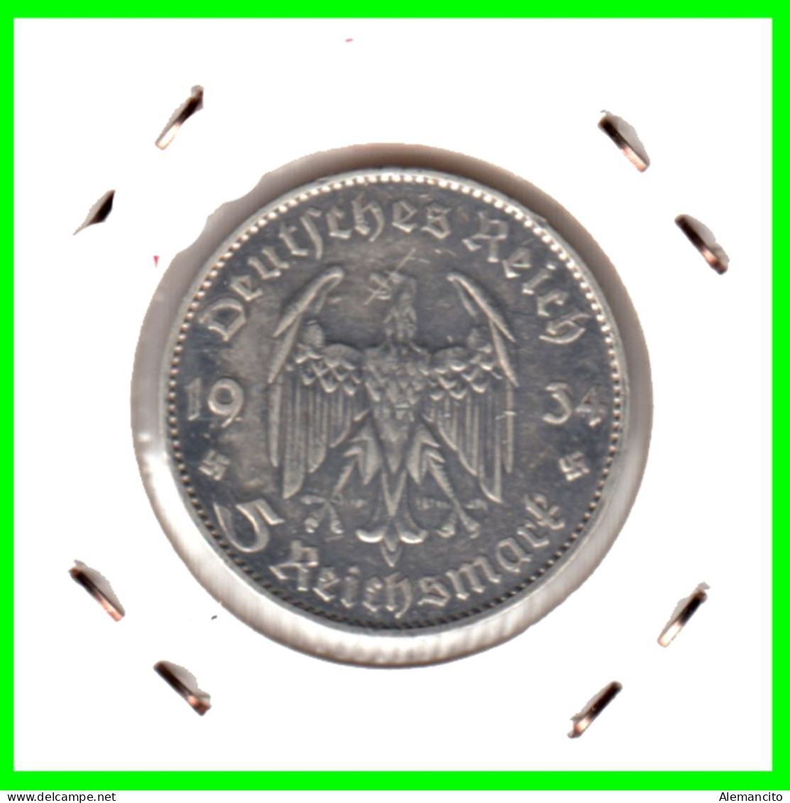 ALEMANIA TERCER REICHS  MONEDA DE 5.00 –DEUTFCHES REICHS MARK AÑO 1934 G – KM 83 PLATA  - 1º ANIVERSARIO DOMINIO NAZI 1 - 5 Reichsmark