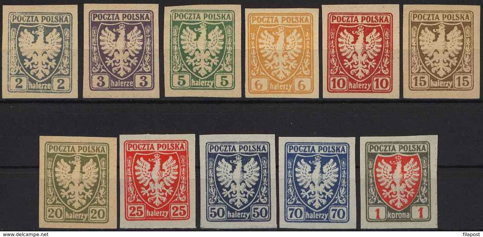Poland 1919, Mi 54 - 64, Heraldry - Coat Of Arms. Eagle Nz I Ng - Unused Stamps