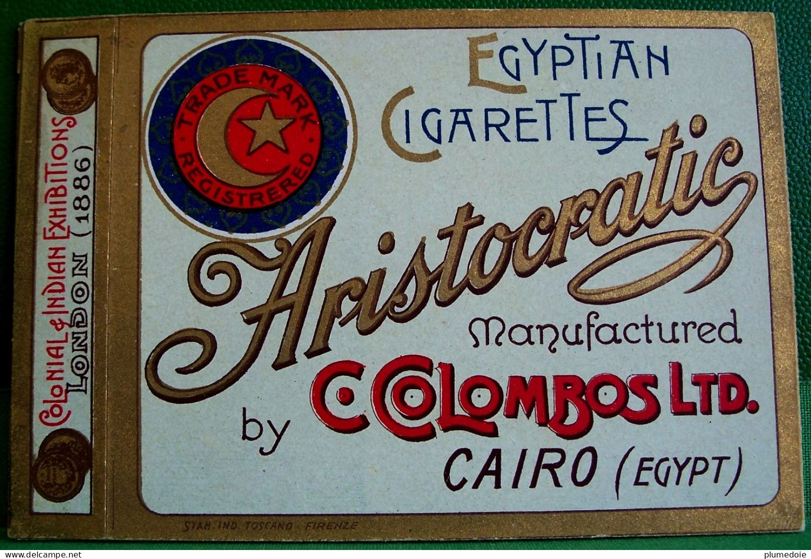 ETUI Couverture  De PAQUET De CIGARETTES VIDE  ARISTOCRATIC  , Ca 1920 , COVER OF OLD EMPTY BOX , C.COLOMBOS Ltd - Etuis à Cigarettes Vides