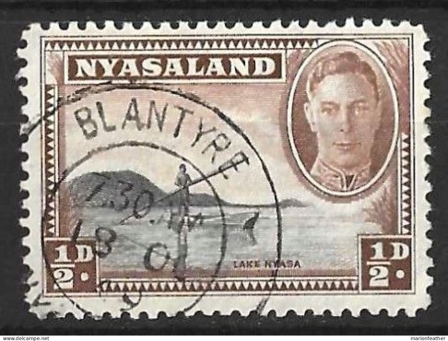 NYASALAND...KING GEORGE VI..(1936-52..)..." 1945.."...HALFd.....SG144.....GOOD CDS......VFU... - Nyassaland (1907-1953)