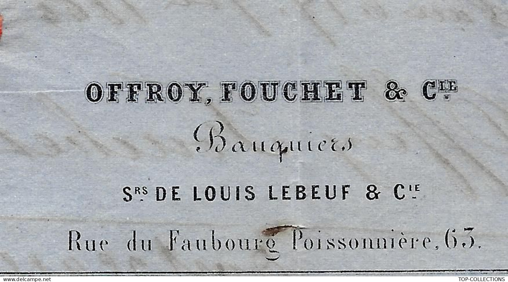 1864  De Paris Bordereau Offroy Fouchet Banque Timbre Empire Oblitéré Pour Carcassonne  Aude Dest. Castel - 1849-1876: Klassik