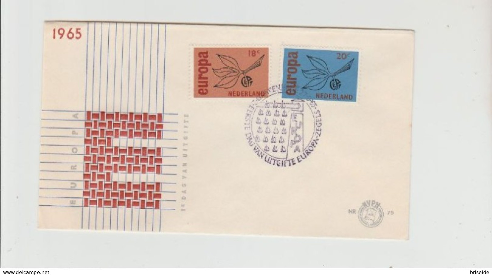 1965 N.1 BUSTE EUROPA CEPT PREMIER JOUR D'EMISSION FIRST DAY COVER ERSTTAGSBRIEF 1°GIORNO EMISSIONE NEDERLAND - 1965