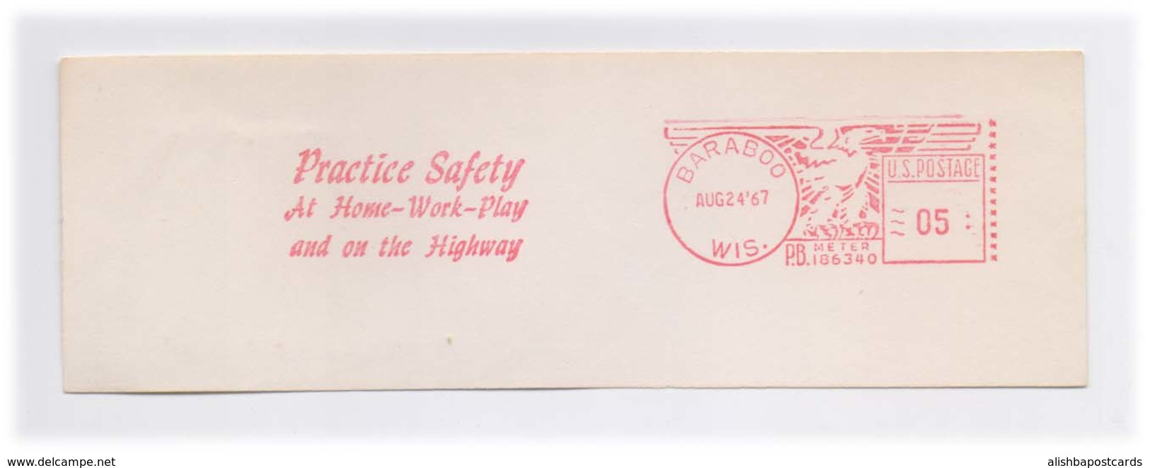 EMA Meter Frank Front Cover Cut Red Meter Mark Practice Safety At Home Work Play And On Highway Slogan US POSTAGE - Accidents & Sécurité Routière