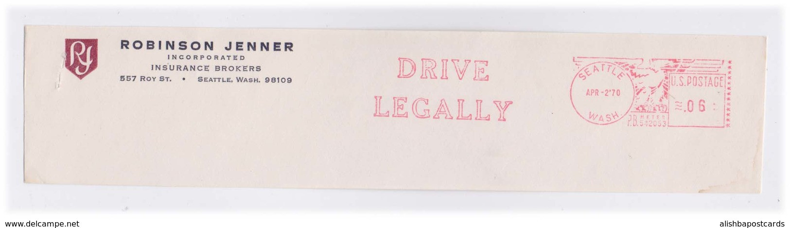 EMA Meter Frank Front Cover Cut Red Meter Mark Drive Legally Slogan US POSTAGE - Accidents & Road Safety