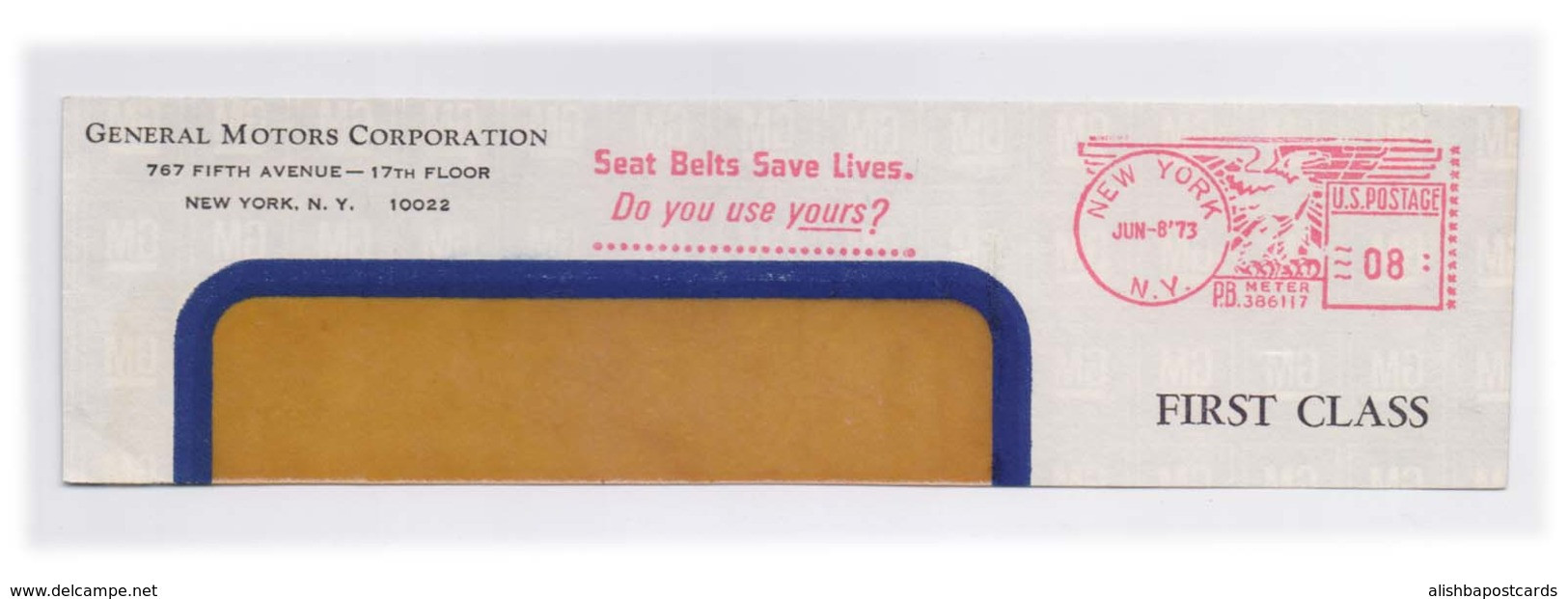 EMA Meter Frank Front Cover Cut Red Meter Mark Seat Belts Save Lives Do You Use Yours? Slogan - Accidents & Road Safety