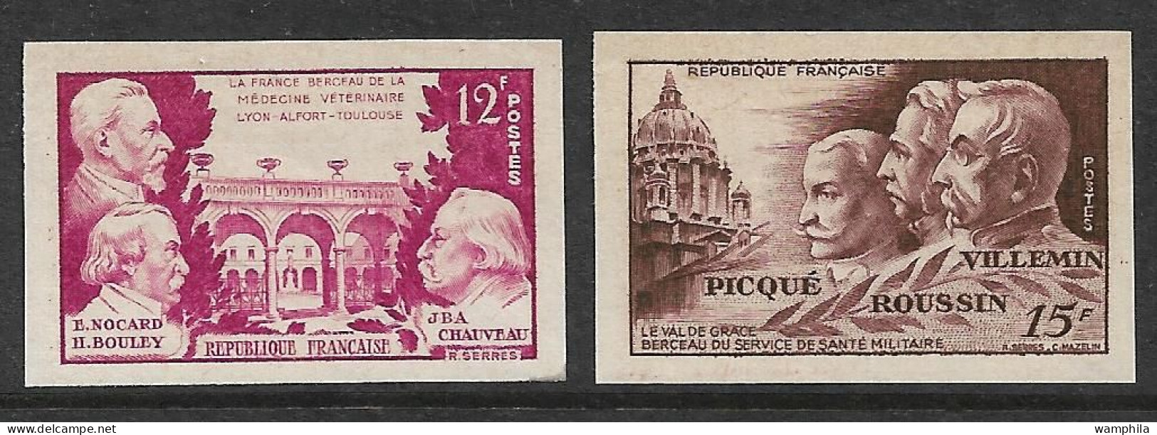 France  N°897/98**.non Dentelé, Médecine Vétérinaire, Et Militaire. Tirage 650 RARE. - 1951-1960