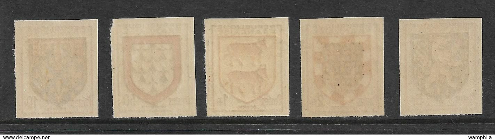 France  N°899/903**.non Dentelé, Armoirie  Artois, Limousin, Béarn, Touraine, Franche-Comté. - 1951-1960