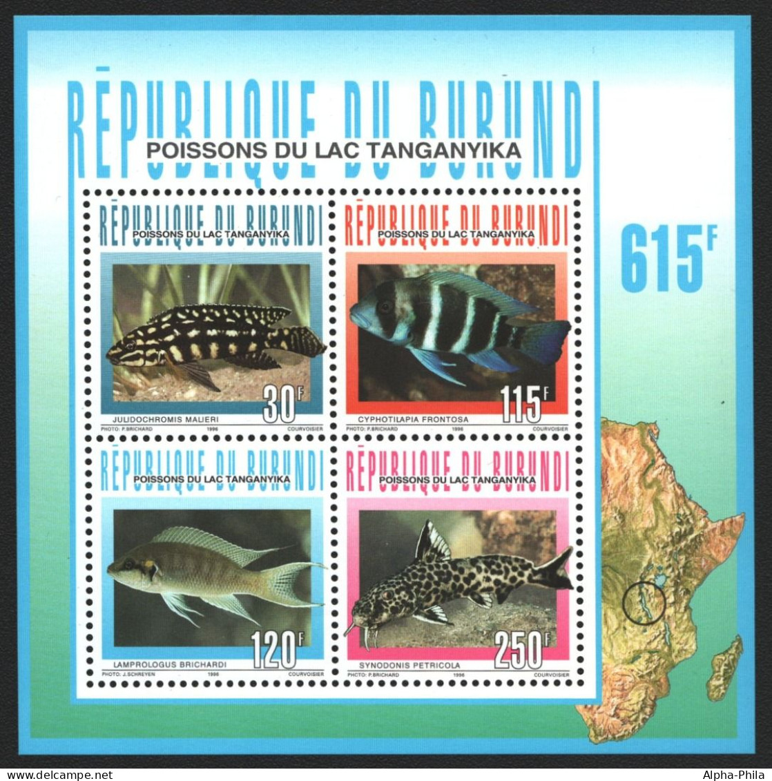Burundi 1996 - Mi-Nr. Block 139 ** - MNH - Fische / Fish - Unused Stamps