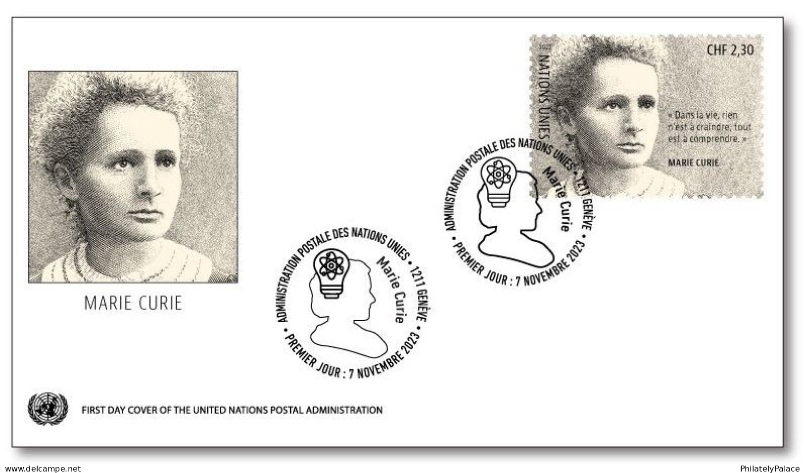 UN 2023 *** New, Marie Curie ,Scientist, Nobel Prize,Physicist, Chemist,Research, Radium,Radioactivity, FDC (**) - Brieven En Documenten