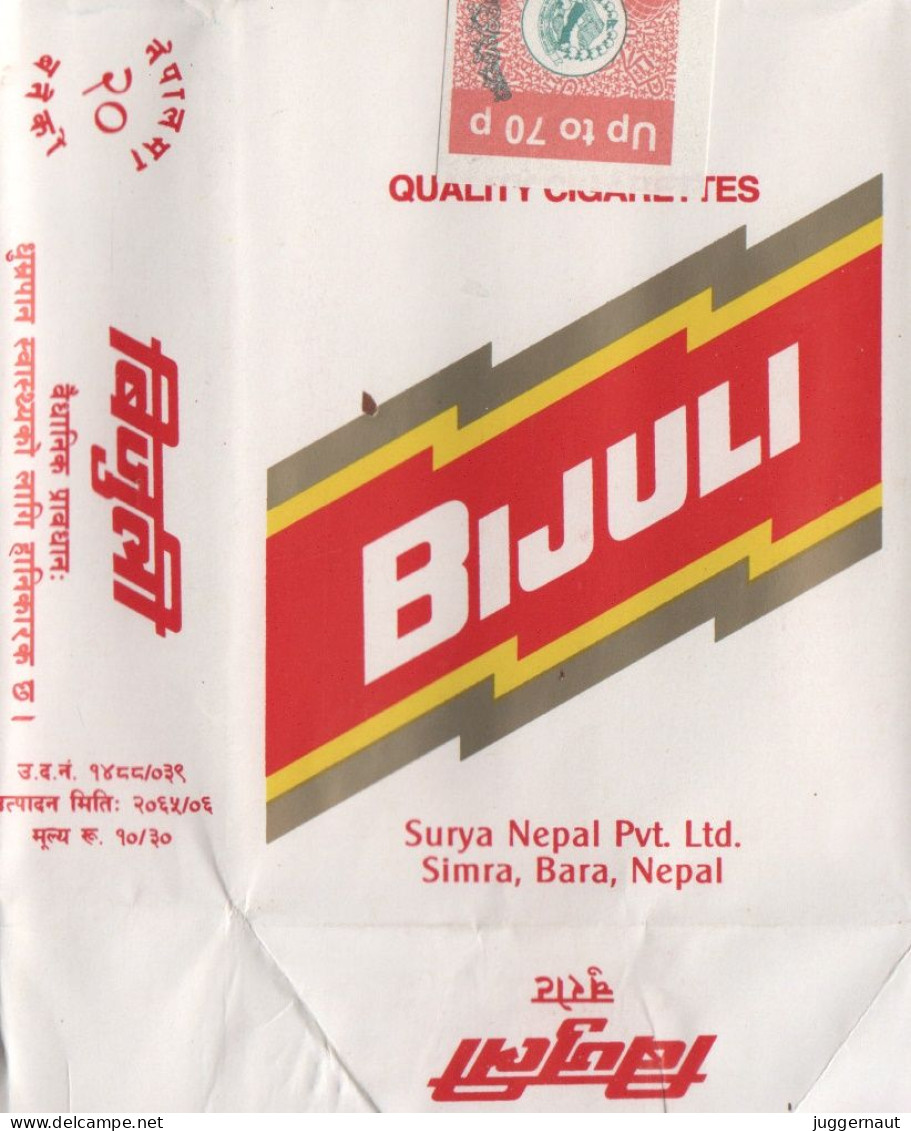 Nepal Bijuli Cigarettes Empty Case/Cover Used W/Tax Stamp - Zigarettenetuis (leer)