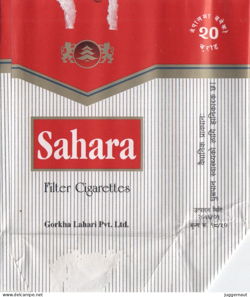 Nepal Sahara Red Cigarettes Empty Case/Cover Used W/Tax Stamp - Empty Cigarettes Boxes