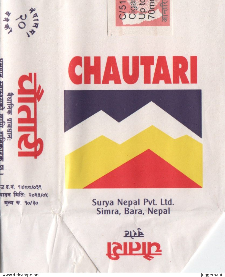 Nepal Chautari Cigarettes Empty Case/Cover Used W/Tax Stamp - Etuis à Cigarettes Vides