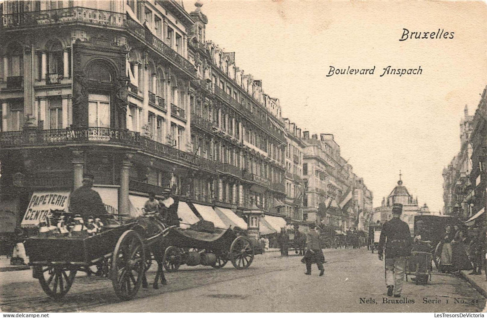 BELGIQUE - Bruxelles - Boulevard Anspach - Animé - Carte Postale Ancienne - Avenues, Boulevards