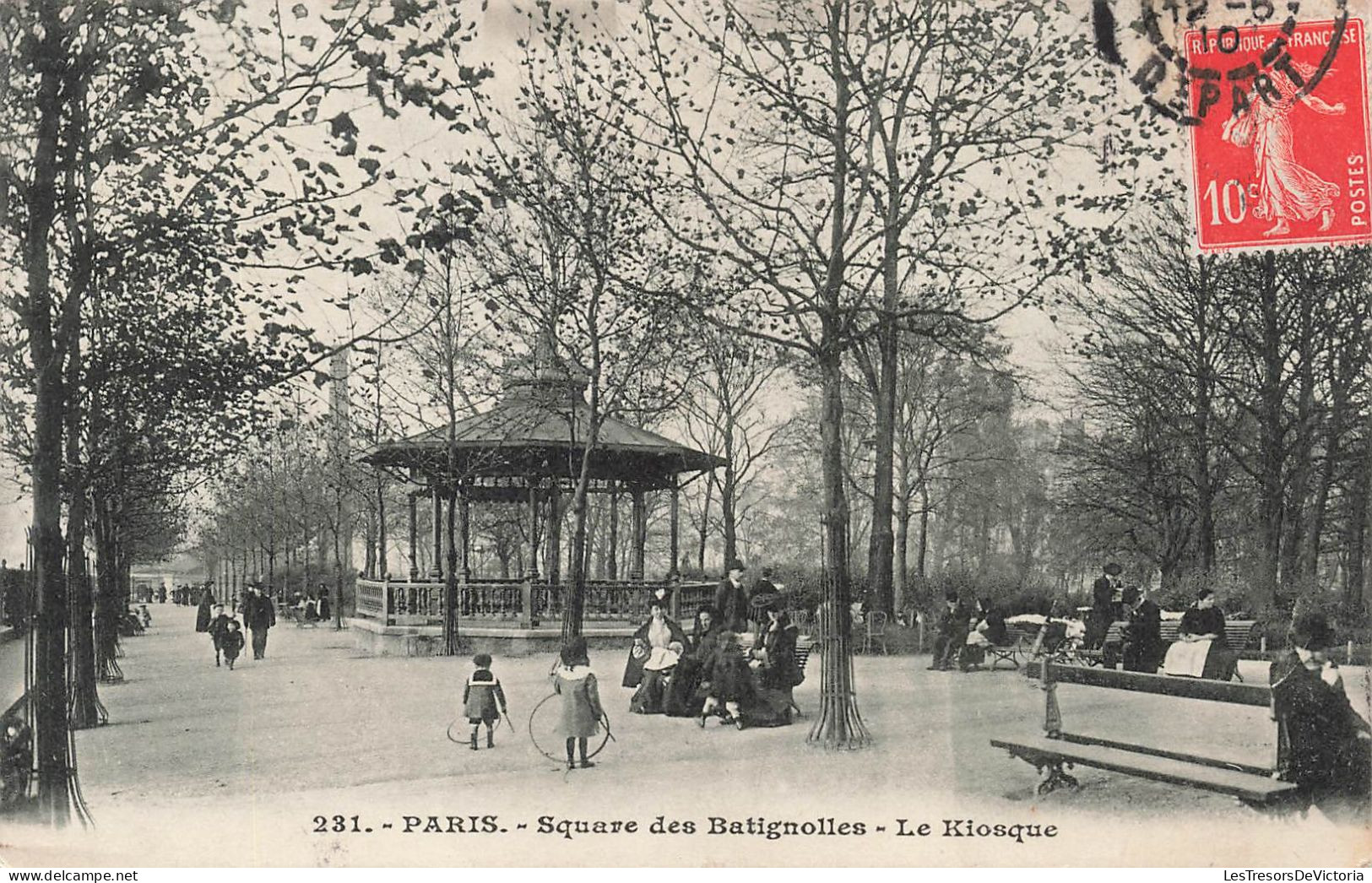 FRANCE - Paris - Square Des Batignolles - Le Kiosque - Animé - Carte Postale Ancienne - Places, Squares