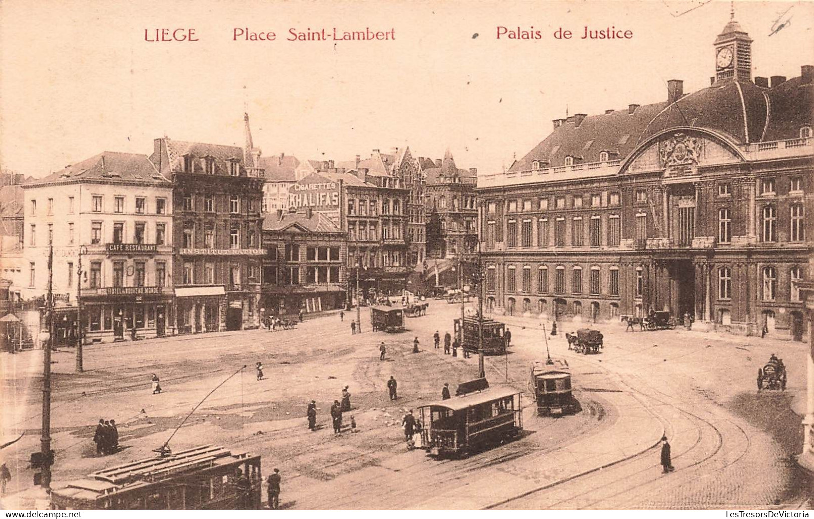 BELGIQUE - Liège - Place Saint Lambert - Palais De Justice - Tramways - Carte Postale Ancienne - Liege