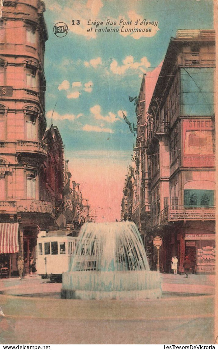 BELGIQUE - Liège - Rue Pont D'Avroy Et Fontaine Lumineuse - Colorisé - Carte Postale Ancienne - Luik