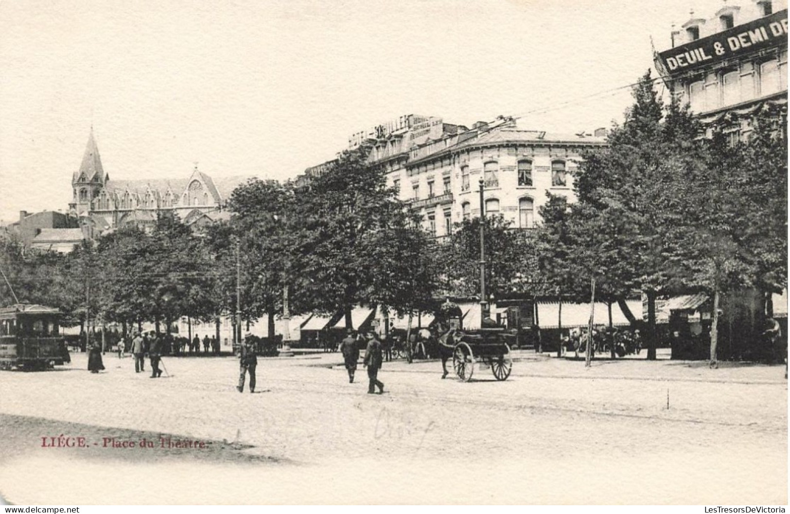 BELGIQUE - Liège - Place Du Théâtre - Animé - Carte Postale Ancienne - Liege